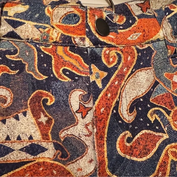 Peruvian Connection Paisley Red and Blue Pants Size 4 - Picture 4 of 8